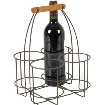 AUBRY GASPARD Porte-Bouteilles en métal Vieilli et Bois 4 Bouteilles. Publicité AUBRY GASPARD Porte-Bouteilles en métal Vieilli et Bois 4 Bouteilles. Publicité