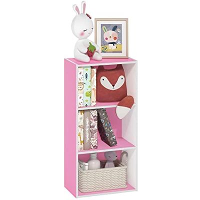 Furinno Luder Bibliothèque ouverte à 3 niveaux, Blanc/Rose, 3-Tier, Chêne Français - Publicité Furinno Luder Bibliothèque ouverte à 3 niveaux, Blanc/Rose, 3-Tier, Chêne Français - Publicité