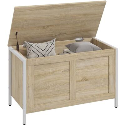 HOMCOM Coffre de Rangement pour Chambre à Coucher 95 L Banc de Rangement avec Couvercle à charnière de sécurité pour entrée Salon 80x40x50 cm Chêne - Publicité HOMCOM Coffre de Rangement pour Chambre à Coucher 95 L Banc de Rangement avec Couvercle à charnière de sécurité pour entrée Salon 80x40x50 cm Chêne - Publicité