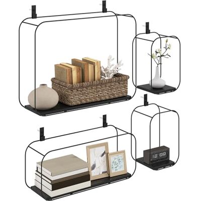 HOMCOM Lot de 4 Étagères Murales Industrielles, Étagères Flottantes Géométriques en Métal pour Objets de Collection, Décoration Intérieure pour Salon, Chambre et Bureau, Noir - Publicité HOMCOM Lot de 4 Étagères Murales Industrielles, Étagères Flottantes Géométriques en Métal pour Objets de Collection, Décoration Intérieure pour Salon, Chambre et Bureau, Noir - Publicité