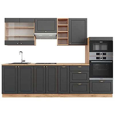 Vicco Cuisine Fame-Line, Anthracite Campagne/Chêne doré, 280cm, PT Chêne, pour Une Extension personnalisée avec des modules compatibles - Publicité Vicco Cuisine Fame-Line, Anthracite Campagne/Chêne doré, 280cm, PT Chêne, pour Une Extension personnalisée avec des modules compatibles - Publicité