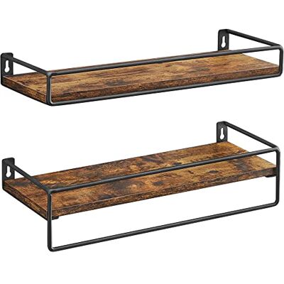 VASAGLE Lot de 2 Étagères Murales, Tablettes Suspendues avec Tringle, Rangements Flottants, Cuisine, Chambre, Salon, Marron Rustique et Noir LWS441B01 - Publicité VASAGLE Lot de 2 Étagères Murales, Tablettes Suspendues avec Tringle, Rangements Flottants, Cuisine, Chambre, Salon, Marron Rustique et Noir LWS441B01 - Publicité