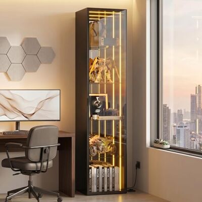 Merax Vitrine LED 160 cm Noire – Vitrine Verre Trempé avec Porte Cadre Aluminium, Étagères Réglables, Armoire Vitrée de Rangement 30x30x160 cm - Publicité Merax Vitrine LED 160 cm Noire – Vitrine Verre Trempé avec Porte Cadre Aluminium, Étagères Réglables, Armoire Vitrée de Rangement 30x30x160 cm - Publicité