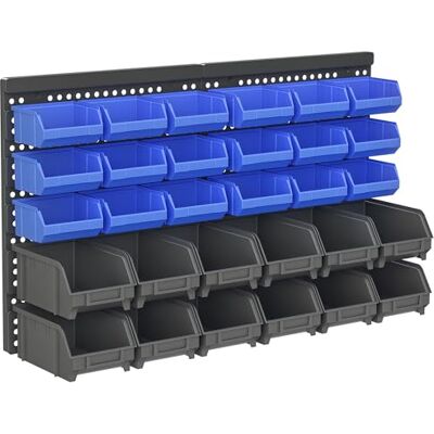 DURHAND Organiseur mural de 33 pièces 63 x 18 x 37,5 cm Étagère murale à outils avec 30 boîtes amovibles et 2 panneaux Bleu et gris - Publicité DURHAND Organiseur mural de 33 pièces 63 x 18 x 37,5 cm Étagère murale à outils avec 30 boîtes amovibles et 2 panneaux Bleu et gris - Publicité