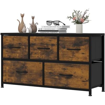 YITAHOME Commode, 5 Tiroirs en Tissu Commode Chambre Meuble de Rangement, Cadre en Métal,pour Chambre à Coucher, Salon,Rouille Brun - Publicité YITAHOME Commode, 5 Tiroirs en Tissu Commode Chambre Meuble de Rangement, Cadre en Métal,pour Chambre à Coucher, Salon,Rouille Brun - Publicité