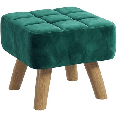 HOMCOM Repose-pieds touffeté moderne en velours avec pieds en bois d'hévéa, siège rembourré, pour salon, chambre à coucher, entrée, vert foncé - Publicité HOMCOM Repose-pieds touffeté moderne en velours avec pieds en bois d'hévéa, siège rembourré, pour salon, chambre à coucher, entrée, vert foncé - Publicité