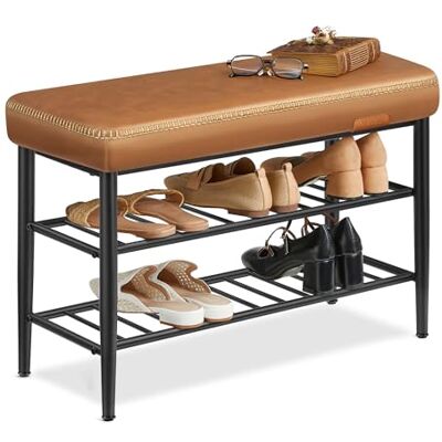 VASAGLE Collection EKHO Banc à Chaussures, Banc de Rangement, Meuble d’Entrée, PU avec Coutures, Style Moderne Mi-siècle, Charge 135 kg, 30 x 80 x 50 cm, Marron Caramel LSB054KN01 - Publicité VASAGLE Collection EKHO Banc à Chaussures, Banc de Rangement, Meuble d’Entrée, PU avec Coutures, Style Moderne Mi-siècle, Charge 135 kg, 30 x 80 x 50 cm, Marron Caramel LSB054KN01 - Publicité