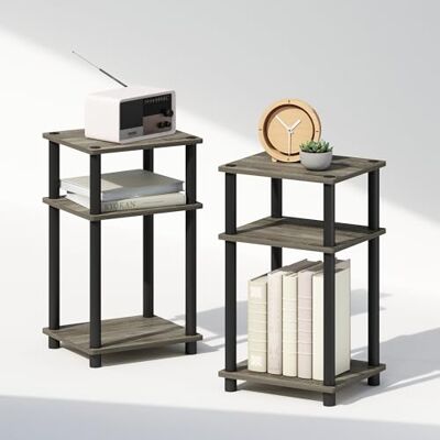 Furinno Just Ensemble de 2 Tables de Chevet, Table de Chevet à 3 Niveaux Turn-N-Tube, sans Outils, Table d'appoint avec Rangement Ouvert pour Chambre ou Salon, chêne français - Publicité Furinno Just Ensemble de 2 Tables de Chevet, Table de Chevet à 3 Niveaux Turn-N-Tube, sans Outils, Table d'appoint avec Rangement Ouvert pour Chambre ou Salon, chêne français - Publicité