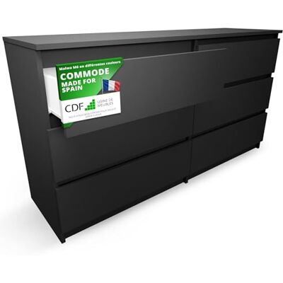 CDF Commode 6 Tiroirs Commode Chambre Noir Meuble Armoire de Rangement Spacieux pour Salon Bureau Spacieuse et Design Moderne Facile à Installer 40x75x138 cm Meuble à Vêtements - Publicité CDF Commode 6 Tiroirs Commode Chambre Noir Meuble Armoire de Rangement Spacieux pour Salon Bureau Spacieuse et Design Moderne Facile à Installer 40x75x138 cm Meuble à Vêtements - Publicité