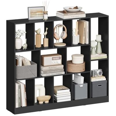 WOLTU Bibliothèque à 13 Cubes, Étagère de Rangement pour Livres, Objets de Décoration, Plantes, à Poser Horizontalement ou Verticalement, en Bois, pour Salon, Chambre, Bureau, 109x24x101 cm, Noir - Publicité WOLTU Bibliothèque à 13 Cubes, Étagère de Rangement pour Livres, Objets de Décoration, Plantes, à Poser Horizontalement ou Verticalement, en Bois, pour Salon, Chambre, Bureau, 109x24x101 cm, Noir - Publicité