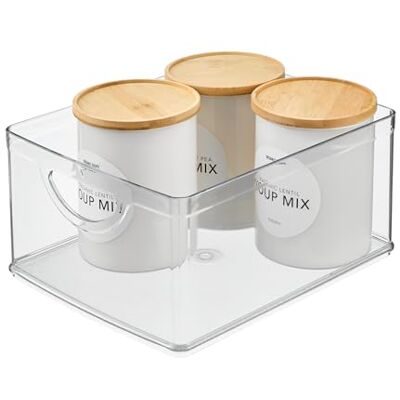 InterDesign iDesign Bac de rangement en plastique recyclé avec poignées intégrées – 25,4 x 20,3 x 12,7 cm, transparent - Publicité InterDesign iDesign Bac de rangement en plastique recyclé avec poignées intégrées – 25,4 x 20,3 x 12,7 cm, transparent - Publicité