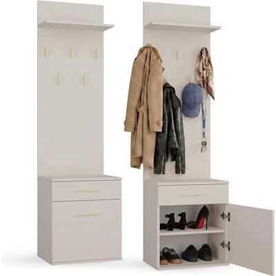 CDF Meuble d'entrée Vestiaire avec Porte Manteau Ensembles 3in1 de Meuble d'entrée Banc à étagères pour Couloir Compact 5 Crochets Armoire à Chaussures Cachemire Installation Facile - Publicité CDF Meuble d'entrée Vestiaire avec Porte Manteau Ensembles 3in1 de Meuble d'entrée Banc à étagères pour Couloir Compact 5 Crochets Armoire à Chaussures Cachemire Installation Facile - Publicité