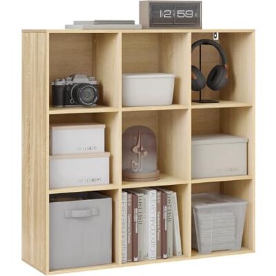 WOLTU Bibliothèque avec 9 Compartiments, Étagère Cubique, Cloison à Cubes Ouvertes, Meuble de Rangement Autoportant, pour Salon, Bureau, Chambre à Coucher, 94x29,5x93 cm, Chêne Clair - Publicité WOLTU Bibliothèque avec 9 Compartiments, Étagère Cubique, Cloison à Cubes Ouvertes, Meuble de Rangement Autoportant, pour Salon, Bureau, Chambre à Coucher, 94x29,5x93 cm, Chêne Clair - Publicité