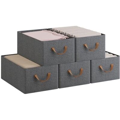 WOLTU Boîte de Rangement Pliable, Lot de 5 Paniers de Rangement en Tissu Non-Tissé, avec Poignées, pour Vêtements et Jouets, Gris, 47x28x20 cm - Publicité WOLTU Boîte de Rangement Pliable, Lot de 5 Paniers de Rangement en Tissu Non-Tissé, avec Poignées, pour Vêtements et Jouets, Gris, 47x28x20 cm - Publicité