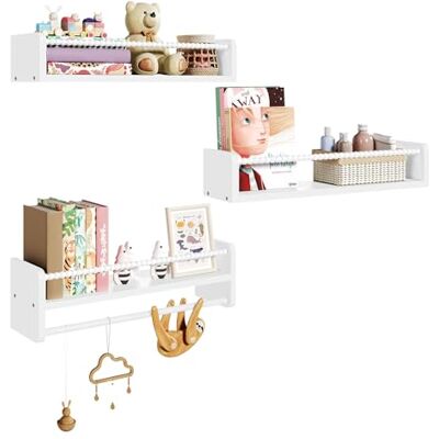 WOLTU Étagère Murale pour Enfant, Lot de 3, Étagère Livre Enfant, en Bois Massif, 50cm, avec Perles en Bois, Blanc - Publicité WOLTU Étagère Murale pour Enfant, Lot de 3, Étagère Livre Enfant, en Bois Massif, 50cm, avec Perles en Bois, Blanc - Publicité