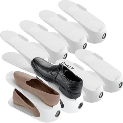 WENKO Lot de 8 Supports à Chaussures, Blancs, empilables Les UNS sur Les Autres, avec Trou de préhension pour Une Manipulation Facile - Publicité WENKO Lot de 8 Supports à Chaussures, Blancs, empilables Les UNS sur Les Autres, avec Trou de préhension pour Une Manipulation Facile - Publicité
