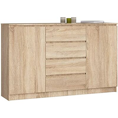 AKORD Commode K 160 cm 4 Tiroirs et 2 Portes pour Le Salon Chambre Bureau Bureau Design Moderne Fonctionnel Panneau Stratifié 16mm Couleur Sonoma - Publicité AKORD Commode K 160 cm 4 Tiroirs et 2 Portes pour Le Salon Chambre Bureau Bureau Design Moderne Fonctionnel Panneau Stratifié 16mm Couleur Sonoma - Publicité