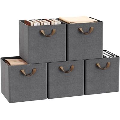 WOLTU Lot de 5 Cubes de Rangement Pliables, Boîtes de Rangement en Tissu, avec Poignée et Cadre en Métal, Gris, 32,5x32,5x31cm - Publicité WOLTU Lot de 5 Cubes de Rangement Pliables, Boîtes de Rangement en Tissu, avec Poignée et Cadre en Métal, Gris, 32,5x32,5x31cm - Publicité