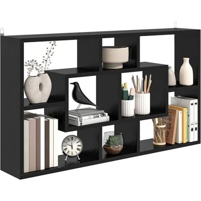 HOMCOM Étagère Murale décorative, étagère pour Livres, CD, étagères flottantes avec 8 Cubes, 85 x 14,5 x 47,5 cm, Charge 20 kg, pour Bureau, Studio, Salon, Noir - Publicité HOMCOM Étagère Murale décorative, étagère pour Livres, CD, étagères flottantes avec 8 Cubes, 85 x 14,5 x 47,5 cm, Charge 20 kg, pour Bureau, Studio, Salon, Noir - Publicité