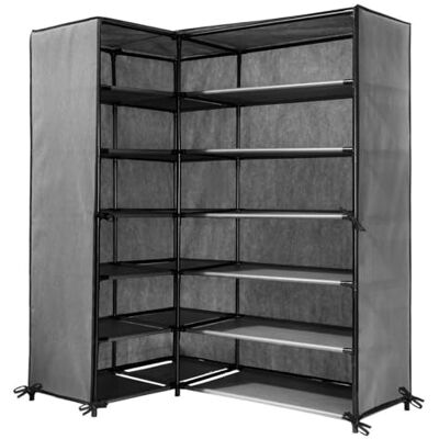 Calicosy Casâme Armoire à Chaussures d'angle pour 30 Paires de Chaussures en Intissé et Tubes Métal Style Classique pour Chambre, Dressing, Entrée, Garage L(60+30) x l30/30 x H107cm - Publicité Calicosy Casâme Armoire à Chaussures d'angle pour 30 Paires de Chaussures en Intissé et Tubes Métal Style Classique pour Chambre, Dressing, Entrée, Garage L(60+30) x l30/30 x H107cm - Publicité