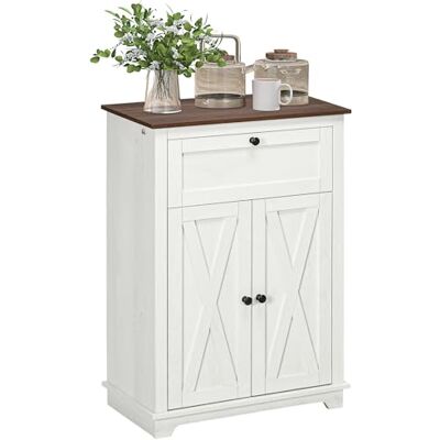 HOMCOM Buffet de Cuisine Multi-rangements 2 Portes avec étagère réglable, 1 tiroir, Design Campagne, pour Salon, Chambre et Cuisine, 60 x 30 x 87,5 cm, Blanc - Publicité HOMCOM Buffet de Cuisine Multi-rangements 2 Portes avec étagère réglable, 1 tiroir, Design Campagne, pour Salon, Chambre et Cuisine, 60 x 30 x 87,5 cm, Blanc - Publicité