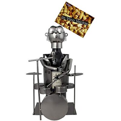 BRUBAKER Porte-Bouteille de vin Batteur/Percussionniste Métal Carte de vœux Incluse Idée Cadeau Originale Objet décoratif - Publicité BRUBAKER Porte-Bouteille de vin Batteur/Percussionniste Métal Carte de vœux Incluse Idée Cadeau Originale Objet décoratif - Publicité