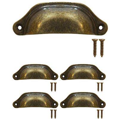 Fuxxer ® poignées de tiroirs, poignées de meubles, poignées en fer, design bronze, portes d'armoires, buffets, coffres, commodes vintage, style campagne antique, 97x30 mm, lot de 4 - Publicité Fuxxer ® poignées de tiroirs, poignées de meubles, poignées en fer, design bronze, portes d'armoires, buffets, coffres, commodes vintage, style campagne antique, 97x30 mm, lot de 4 - Publicité