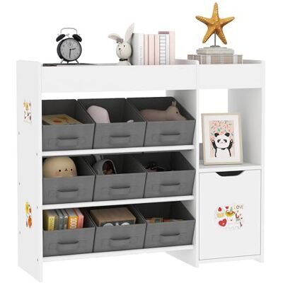 AIYAPLAY Meuble Rangement Enfant étagère de Rangement pour Jouets Enfants avec 9 tiroirs en Tissu et Placard pour Chambre d'enfant, Salle de Jeux, garderie, Blanc - Publicité AIYAPLAY Meuble Rangement Enfant étagère de Rangement pour Jouets Enfants avec 9 tiroirs en Tissu et Placard pour Chambre d'enfant, Salle de Jeux, garderie, Blanc - Publicité