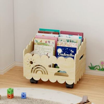 DUHARS Bibliotheque Enfant Roulettes Bois, Meuble Rangement Livre Enfant, Coffre à Jouet Bibliothèque Montessori, pour Chambre Bebe, Enfants et Salle de Jeux,Etagere Range Livre Enfant, Caisse a Jouet - Publicité DUHARS Bibliotheque Enfant Roulettes Bois, Meuble Rangement Livre Enfant, Coffre à Jouet Bibliothèque Montessori, pour Chambre Bebe, Enfants et Salle de Jeux,Etagere Range Livre Enfant, Caisse a Jouet - Publicité