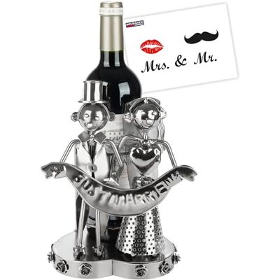 BRUBAKER Porte- Bouteille de Vin Just Married Couple de Mariés Sculpture en Métal Porte-Bouteilles Paire de Mariés Cadeau de Vin pour Mariage Porte-Bouteilles avec Carte Cadeau - Publicité BRUBAKER Porte- Bouteille de Vin Just Married Couple de Mariés Sculpture en Métal Porte-Bouteilles Paire de Mariés Cadeau de Vin pour Mariage Porte-Bouteilles avec Carte Cadeau - Publicité