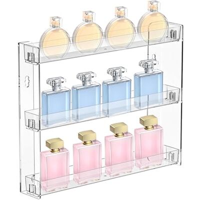 xiruiubao Étagère autocollante, étagères murales sans perçage, adhésives pour ranger des figures d'âmes, vernis à ongles, cigarettes, parfums, médicaments, etc - Publicité xiruiubao Étagère autocollante, étagères murales sans perçage, adhésives pour ranger des figures d'âmes, vernis à ongles, cigarettes, parfums, médicaments, etc - Publicité
