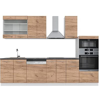 Vicco Cuisine Fame-Line, Chêne doré/Blanc, 300cm avec Armoire Haute, PT Anthracite, pour Une Extension individuelle avec des modules complémentaires - Publicité Vicco Cuisine Fame-Line, Chêne doré/Blanc, 300cm avec Armoire Haute, PT Anthracite, pour Une Extension individuelle avec des modules complémentaires - Publicité