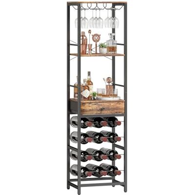 HOMCOM Casier à Bouteilles pour 12 Bouteilles, casier à vin avec étagère Ouverte et tiroir, Style Industriel, étagère à vin en métal pour Cuisine, Salon, Bar, 40 x 30 x 148 cm, Brun Rustique - Publicité HOMCOM Casier à Bouteilles pour 12 Bouteilles, casier à vin avec étagère Ouverte et tiroir, Style Industriel, étagère à vin en métal pour Cuisine, Salon, Bar, 40 x 30 x 148 cm, Brun Rustique - Publicité