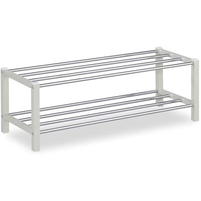 IDIMEX Étagère à Chaussures Dublin Beige Rangement Porte-Chaussures avec 2 Niveaux pour 8 Paires en métal chromé - Publicité IDIMEX Étagère à Chaussures Dublin Beige Rangement Porte-Chaussures avec 2 Niveaux pour 8 Paires en métal chromé - Publicité