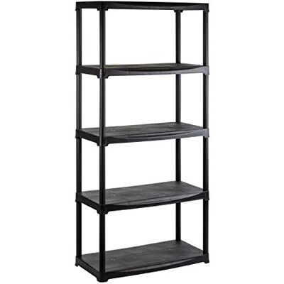 DEMA Étagère en plastique noir, 5 tablettes T80/5 - Publicité DEMA Étagère en plastique noir, 5 tablettes T80/5 - Publicité
