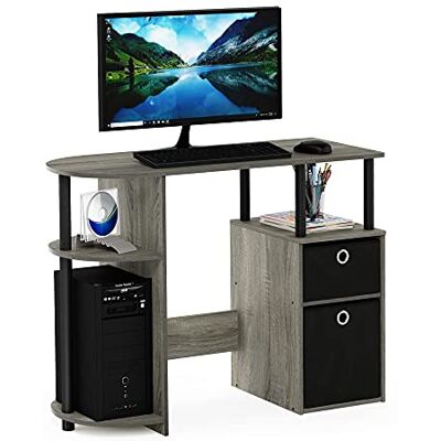 Furinno Jaya Bureau d'Étude Simpliste avec Tiroirs pour Bacs, Chêne Français/Noir/Noir - Publicité Furinno Jaya Bureau d'Étude Simpliste avec Tiroirs pour Bacs, Chêne Français/Noir/Noir - Publicité