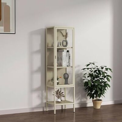 Dmora Vitrine Prugna, Buffet d'exposition, Vitrine Polyvalente, Buffet de Salon, 42x35 h160 cm, Crème - Publicité Dmora Vitrine Prugna, Buffet d'exposition, Vitrine Polyvalente, Buffet de Salon, 42x35 h160 cm, Crème - Publicité