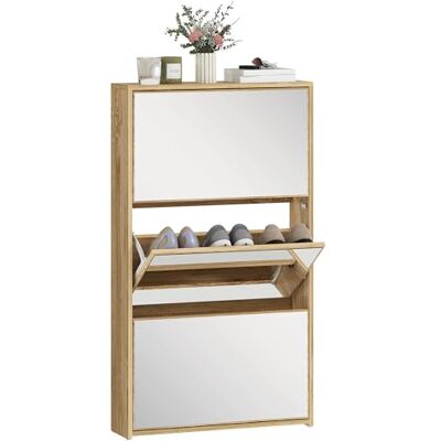 HOMCOM Rack à Chaussures 3 Portes étroites avec Miroir, Rack à Chaussures entrée, pour 9 Paires de Chaussures, pour entrée, Petits espaces, 65x17x114,5 cm, Naturel - Publicité HOMCOM Rack à Chaussures 3 Portes étroites avec Miroir, Rack à Chaussures entrée, pour 9 Paires de Chaussures, pour entrée, Petits espaces, 65x17x114,5 cm, Naturel - Publicité