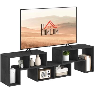 HOMCOM Meuble TV modulaire 75" Max avec 2 étagères en L et Une étagère rectangulaire, Meuble TV Moderne en aggloméré pour Le Salon, 134-180x30.5x44 cm, Noir - Publicité HOMCOM Meuble TV modulaire 75" Max avec 2 étagères en L et Une étagère rectangulaire, Meuble TV Moderne en aggloméré pour Le Salon, 134-180x30.5x44 cm, Noir - Publicité