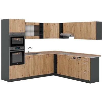 Vicco Cuisine en Angle R-Line, Chêne Artisan, 247x60cm, PT Chêne, pour Une Planification de Cuisine Flexible et Une Extension modulaire - Publicité Vicco Cuisine en Angle R-Line, Chêne Artisan, 247x60cm, PT Chêne, pour Une Planification de Cuisine Flexible et Une Extension modulaire - Publicité