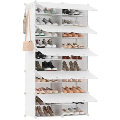 SONGMICS Étagère à Chaussures 10 Compartiments, Étagère de Rangement Modulable, Compartiment de 30 x 40 x 30 cm, Porte, Cadre en Acier, Plastique, pour Couloir, Chambre, Entrée, Blanc Nuage LPC035W02 - Publicité SONGMICS Étagère à Chaussures 10 Compartiments, Étagère de Rangement Modulable, Compartiment de 30 x 40 x 30 cm, Porte, Cadre en Acier, Plastique, pour Couloir, Chambre, Entrée, Blanc Nuage LPC035W02 - Publicité