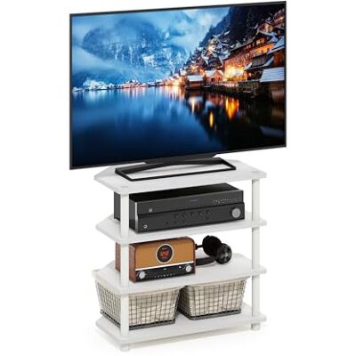 Furinno Econ Petit Meuble TV à 4 Niveaux, Montage Facile, Blanc/Blanc - Publicité Furinno Econ Petit Meuble TV à 4 Niveaux, Montage Facile, Blanc/Blanc - Publicité