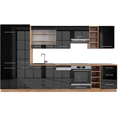 Vicco Cuisine Fame-Line, Anthracite Brillant/Chêne doré, 355cm, PT Chêne, adapté à Une Extension individuelle avec des modules supplémentaires - Publicité Vicco Cuisine Fame-Line, Anthracite Brillant/Chêne doré, 355cm, PT Chêne, adapté à Une Extension individuelle avec des modules supplémentaires - Publicité