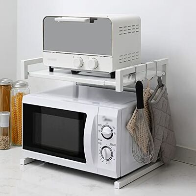 LANTUS Cuisine Micro Ondes Etagere Rangement,Étagère pour Micro-Ondes à 2 Couches Extensible pour épices, conserves, Bouteilles, jusqu'à 25 kg (42cm (40-65cm) Blanc) - Publicité LANTUS Cuisine Micro Ondes Etagere Rangement,Étagère pour Micro-Ondes à 2 Couches Extensible pour épices, conserves, Bouteilles, jusqu'à 25 kg (42cm (40-65cm) Blanc) - Publicité