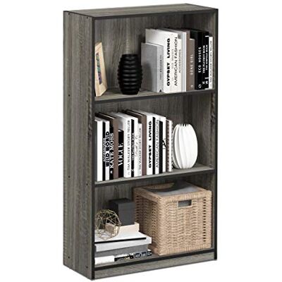 Furinno Basic Étagères de Rangement de Bibliothèque à 3 Niveaux, Chêne Français Gris/Noir, One Size - Publicité Furinno Basic Étagères de Rangement de Bibliothèque à 3 Niveaux, Chêne Français Gris/Noir, One Size - Publicité