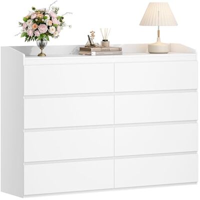 Hzuaneri Commode, Commode à 8 tiroirs, Meuble de Rangement, Casier avec Rambarde Supérieure, Style Moderne, Convient pour Le Salon et la Chambre, 40 x 120 x 108 cm, Blanc DC32903X - Publicité Hzuaneri Commode, Commode à 8 tiroirs, Meuble de Rangement, Casier avec Rambarde Supérieure, Style Moderne, Convient pour Le Salon et la Chambre, 40 x 120 x 108 cm, Blanc DC32903X - Publicité