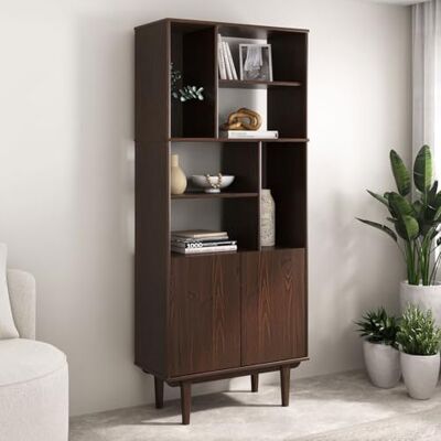 IDIMEX Buffet Haut Simona 80x188 cm en Bois Massif Coloris Noyer avec 2 Portes 6 Étagères, Vaisselier en Hauteur, Style Vintage Scandinave Années 50, Rangement Pratique - Publicité IDIMEX Buffet Haut Simona 80x188 cm en Bois Massif Coloris Noyer avec 2 Portes 6 Étagères, Vaisselier en Hauteur, Style Vintage Scandinave Années 50, Rangement Pratique - Publicité