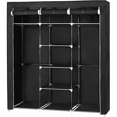 LANTUS Armoire de Rangement Pliable en Tissu Pliant,Cadre métallique,XL penderie de Chambre DIY intérieur,Garde-Robe Placard Camping,Penderie Dressing Textile en Tissu Intissé,175 * 150 * 45cm- Noir - Publicité LANTUS Armoire de Rangement Pliable en Tissu Pliant,Cadre métallique,XL penderie de Chambre DIY intérieur,Garde-Robe Placard Camping,Penderie Dressing Textile en Tissu Intissé,175 * 150 * 45cm- Noir - Publicité