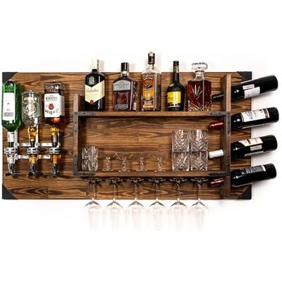 Creative Étagère murale en bois avec distributeur de boissons Station de distribution d'alcool pour 3 bouteilles 120 x 60 x 14 cm Vintage & rustique Whisky, gin, schnaps Cadeau barman - Publicité Creative Étagère murale en bois avec distributeur de boissons Station de distribution d'alcool pour 3 bouteilles 120 x 60 x 14 cm Vintage & rustique Whisky, gin, schnaps Cadeau barman - Publicité