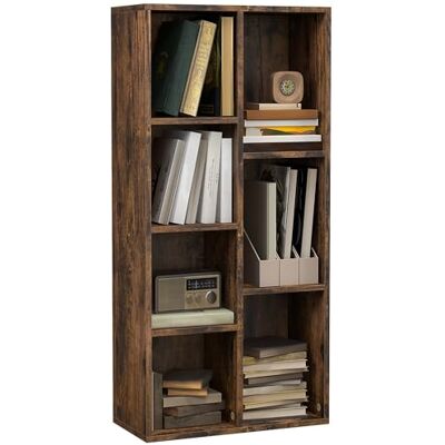 HOMCOM Bibliothèque en Bois avec 7 Compartiments de Rangement Plantes Dossiers pour Salon Chambre Bureau 50x24x106 cm Rustique Marron - Publicité HOMCOM Bibliothèque en Bois avec 7 Compartiments de Rangement Plantes Dossiers pour Salon Chambre Bureau 50x24x106 cm Rustique Marron - Publicité